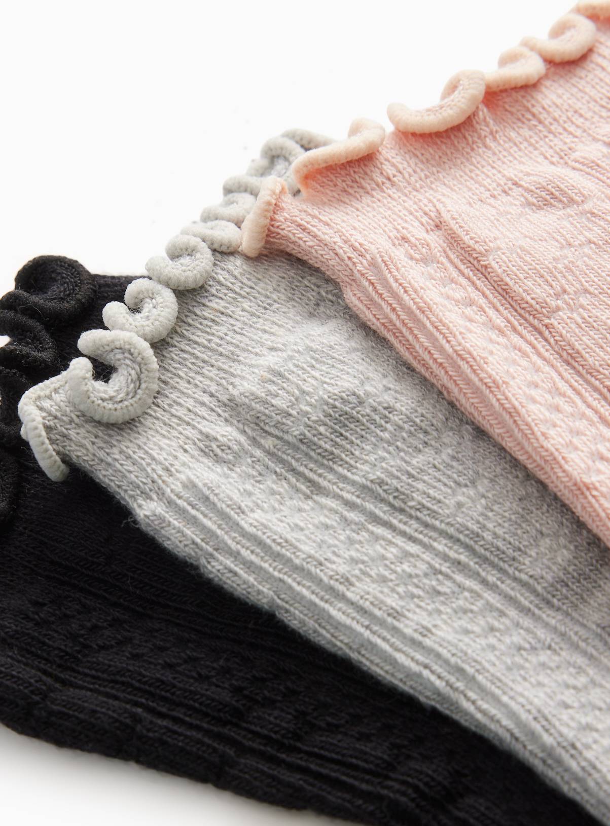 Pink, Grey, Charcoal & Cream Ankle Socks 4-Pack 6-8 - Image 2